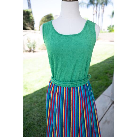 Vintage 70's Terry Cloth Rainbow Maxi Dress - Picture 4 of 6